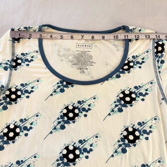 Kickee Pants Tee Shirt in Natural Soccer Splash Print, Short Sleeve Women's, SzS - Picture 3 of 10
